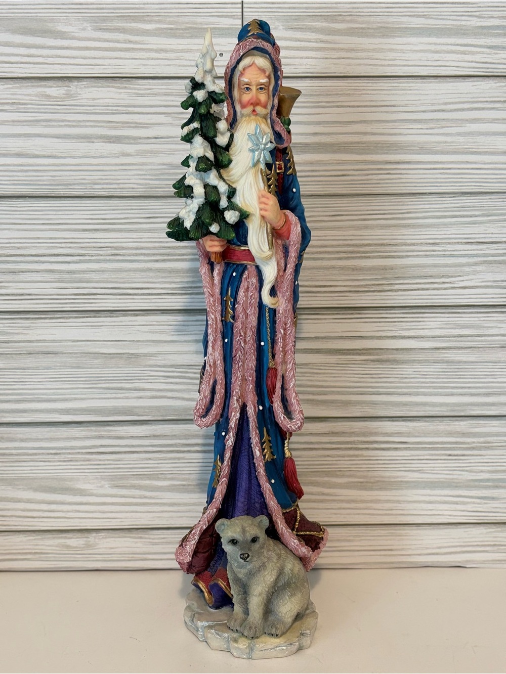 Vtg Lenox 2000 Pencil Santa The Snow King Figurine Old World Blue Christmas 13.5